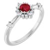 14K White Chatham Created Ruby and .167 CTW Diamond Ring Ref. 15641413